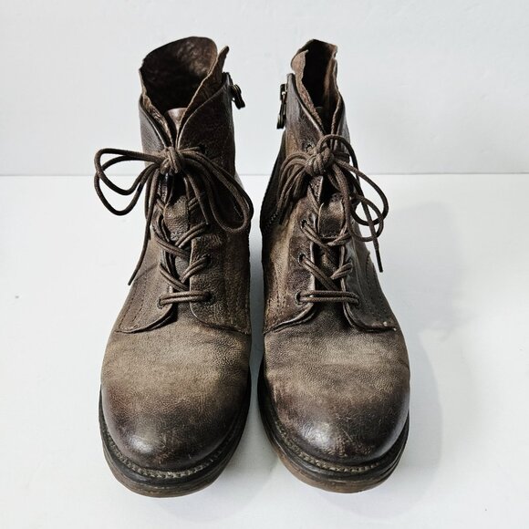 AS 98 Airstep italian Zipper Boho Biker Distressed Brown Boots Sz EU 37 US 6.5/7 - Picture 3 of 6